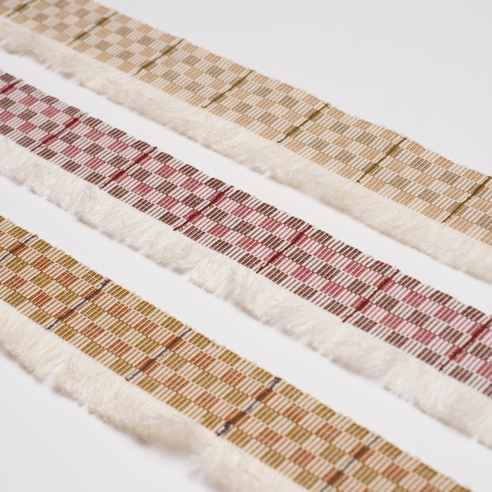 Schumacher Skyline Plaid Fringe Dune Trim Sample 86860
