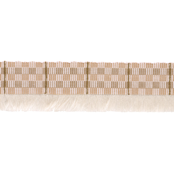 Schumacher Skyline Plaid Fringe Dune Trim Sample 86860