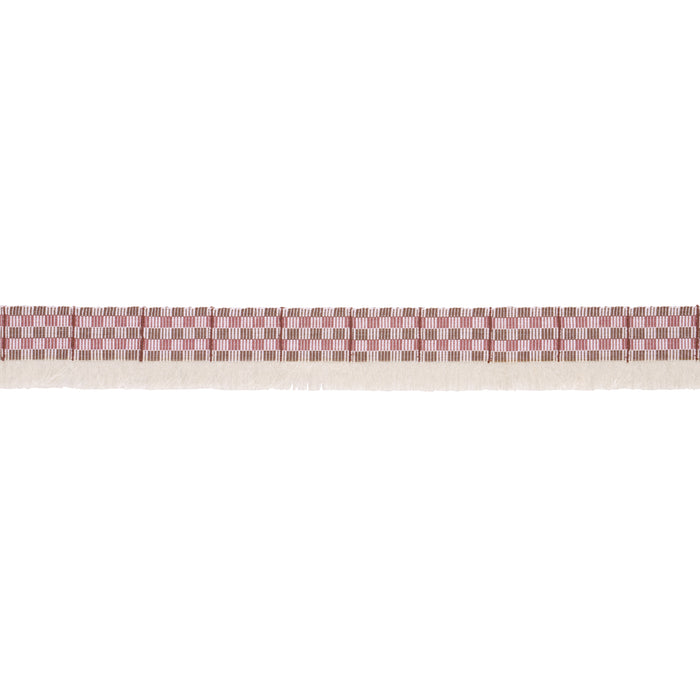 Schumacher Skyline Plaid Fringe Merlot Trim Sample 86862