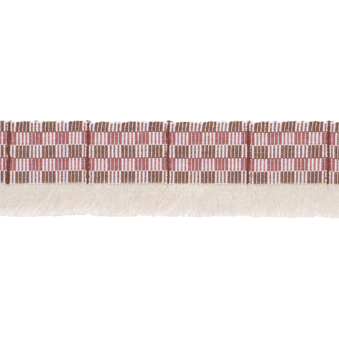 Schumacher Skyline Plaid Fringe Merlot Trim Sample 86862