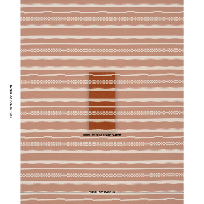 Schumacher Skyline Stripes Reversible Burnt Orange Fabric Sample 86872