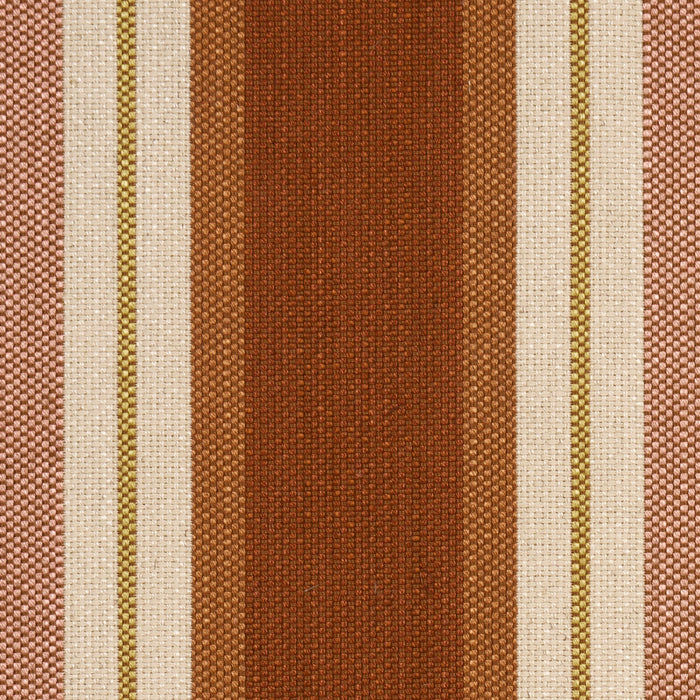 Schumacher Double Face Stripes Terracotta Lime Fabric Sample 86880