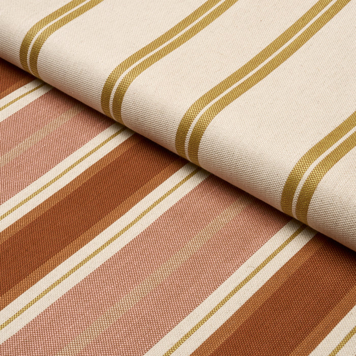 Schumacher Double Face Stripes Terracotta Lime Fabric Sample 86880