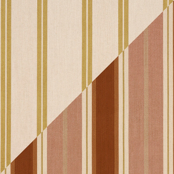 Schumacher Double Face Stripes Terracotta Lime Fabric Sample 86880
