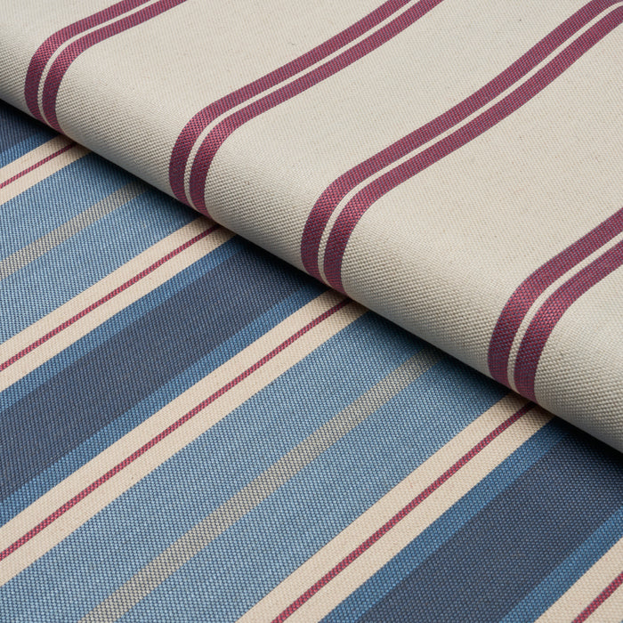 Schumacher Double Face Stripes Denim Rosã© Fabric 86882