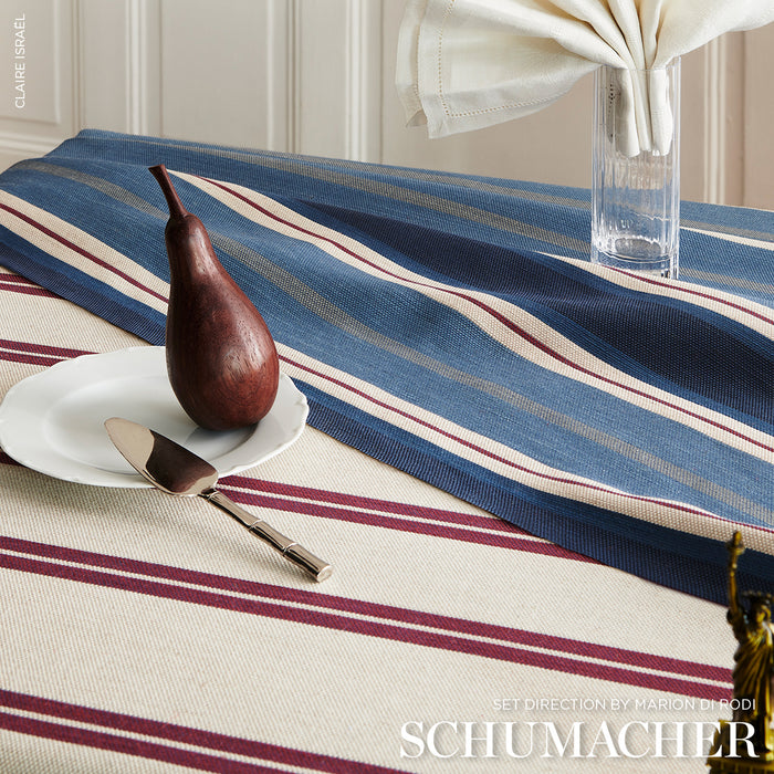 Schumacher Double Face Stripes Denim Rosã© Fabric 86882