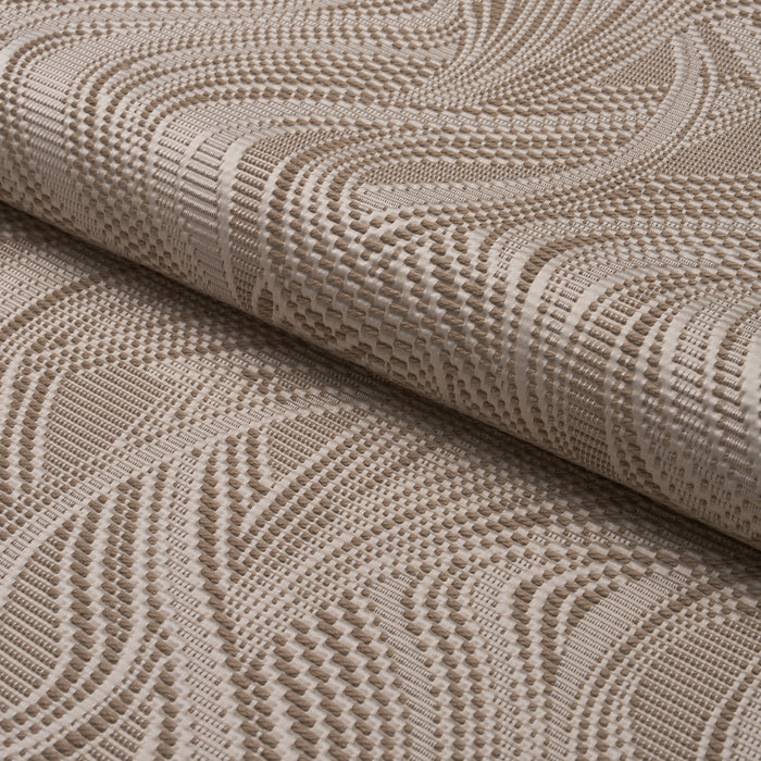 Schumacher Quilted Waves Indoor/Outdoor Metallic Brown Fabric Sample 86890