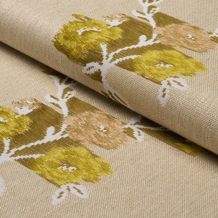 Schumacher Trace Of Connection Silk Mustard Fabric 86920