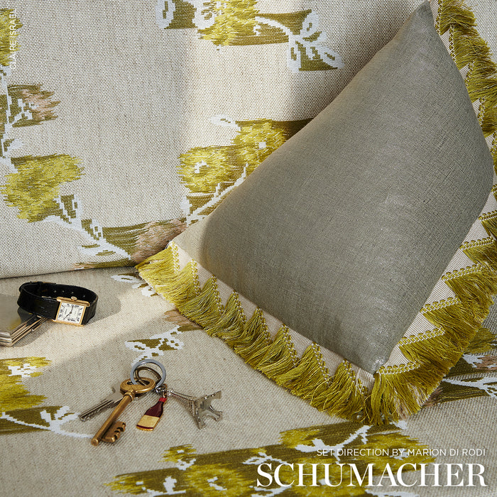 Schumacher Trace Of Connection Silk Mustard Fabric Sample 86920