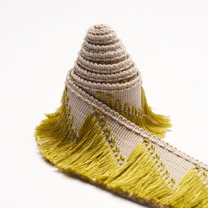 Schumacher Trace Of Connection Fringe Chartreuse Trim Sample 86930