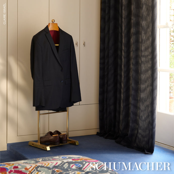 Schumacher Denim Moire Denim Fabric Sample 86960