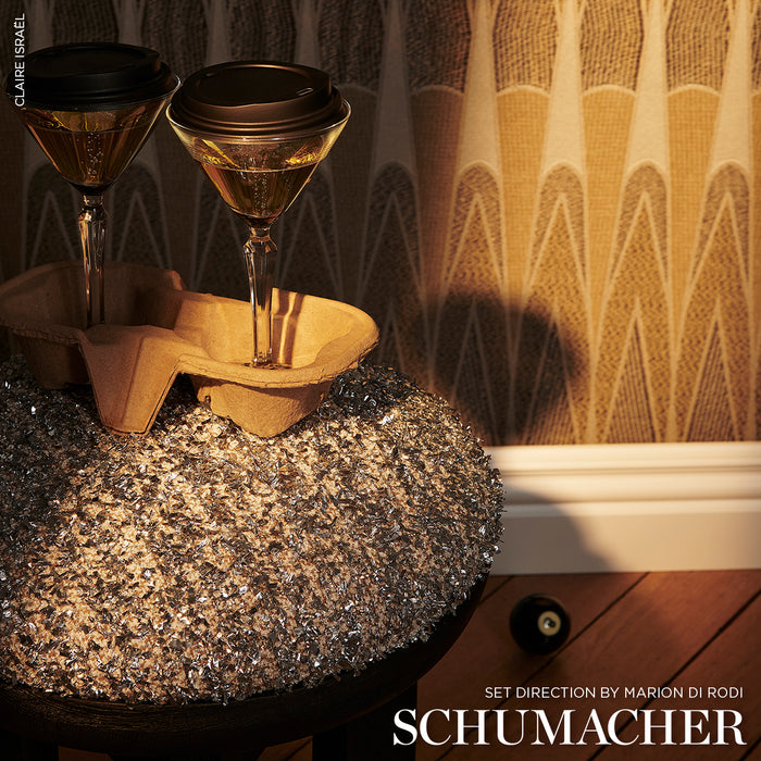 Schumacher Tenue De Soiree Sparkling Silver Fabric 86970