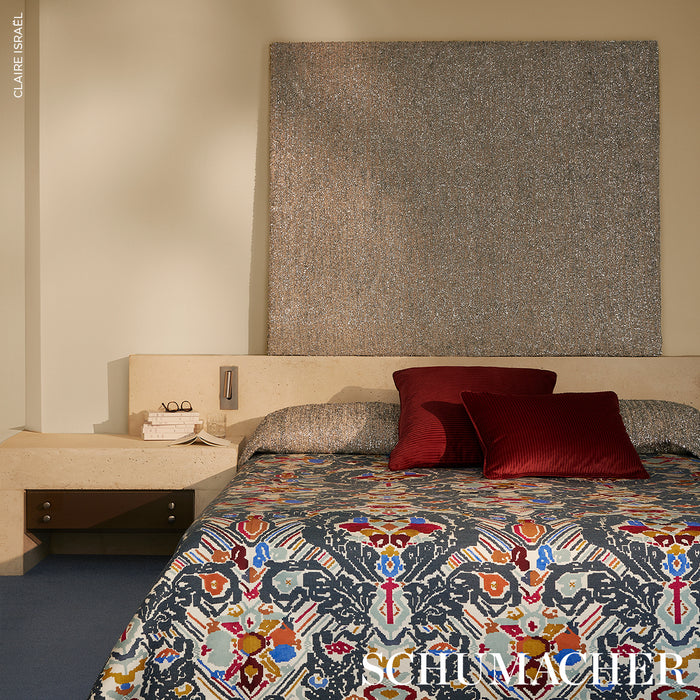 Schumacher Tenue De Soiree Sparkling Silver Fabric Sample 86970