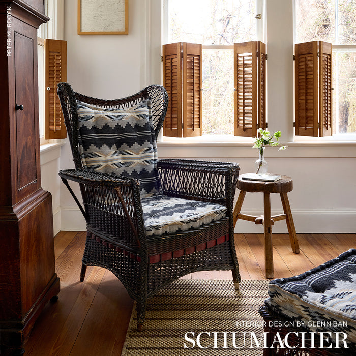Schumacher Monsoon Navy Fabric Sample 87020