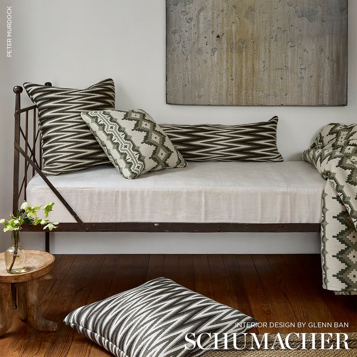 Schumacher Wedge Weave Green Fabric Sample 87031