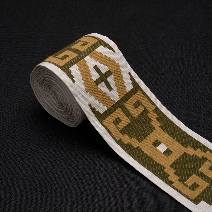Schumacher Storm Pattern Tape Green Trim Sample 87041