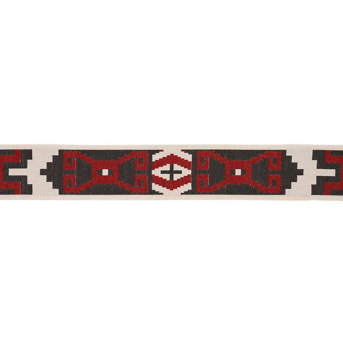 Schumacher Storm Pattern Tape Red Trim Sample 87042