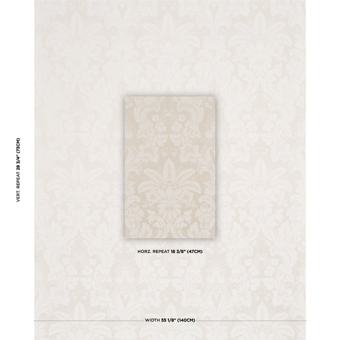 Schumacher Kennedy Damask Ivory Fabric Sample 87092