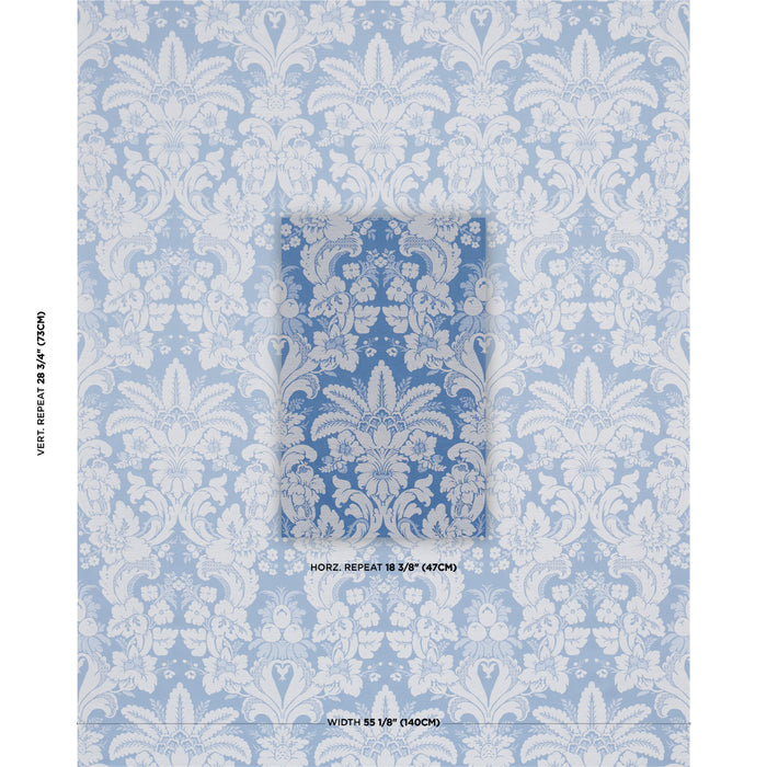 Schumacher Kennedy Damask Cobalt Fabric 87093