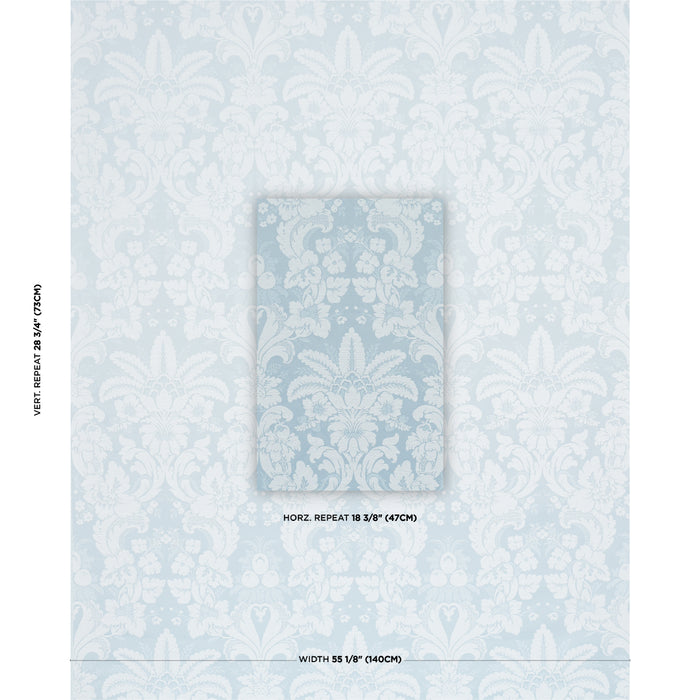 Schumacher Kennedy Damask Robin'S Egg Fabric 87094