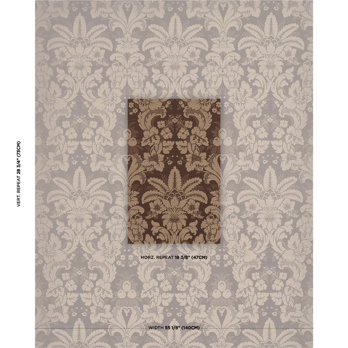 Schumacher Kennedy Damask Brown Fabric 87095