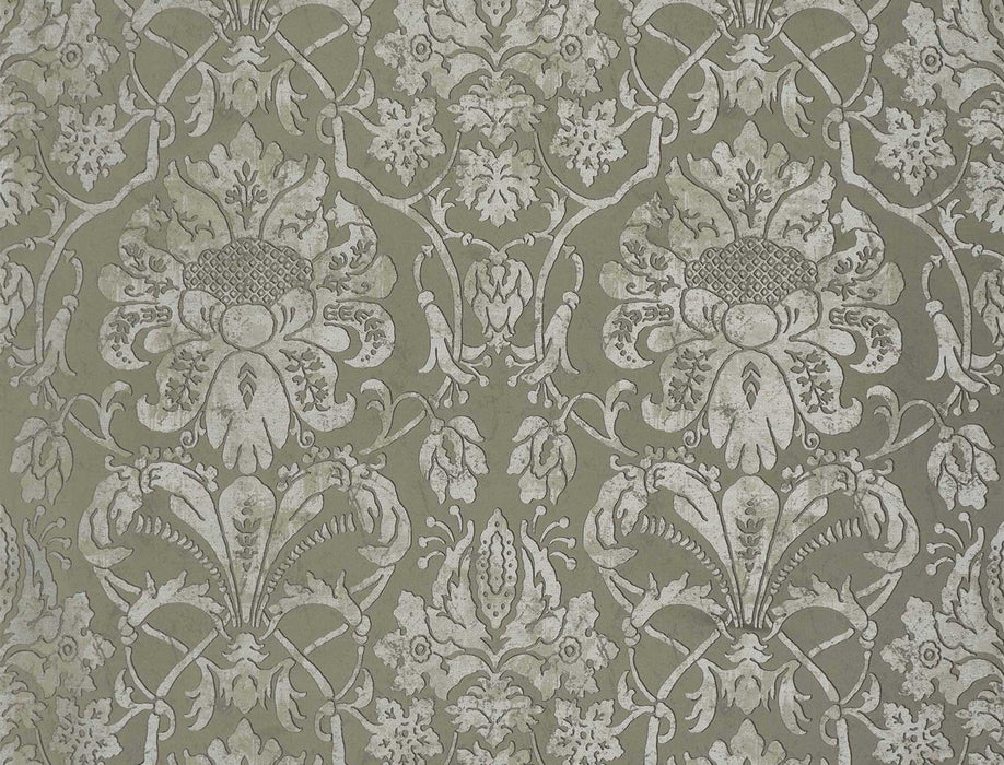 Jim Thompson Vintage Damask Aged Silver Fabric Sample JT013848001