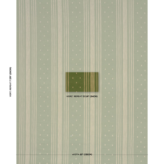 Schumacher Imara Stripe Green Fabric Sample 87251