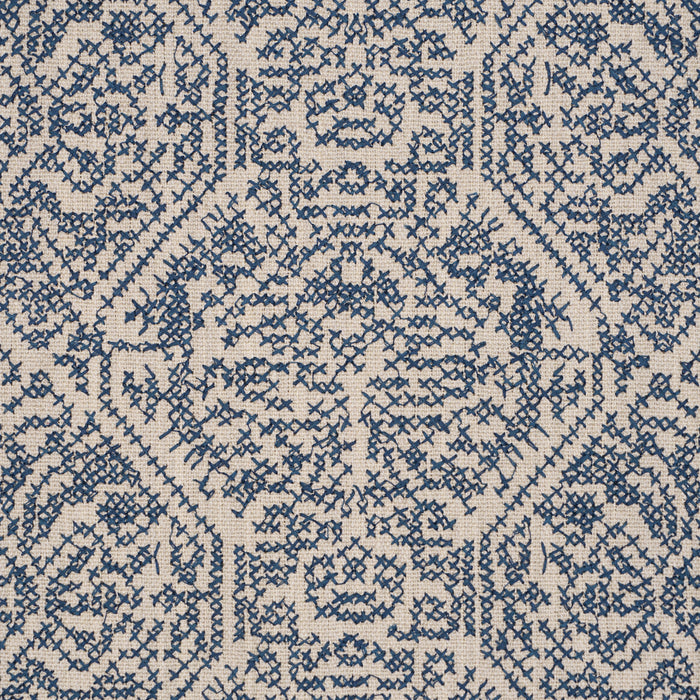 Schumacher Orion Embroidery Indigo Fabric Sample 87271
