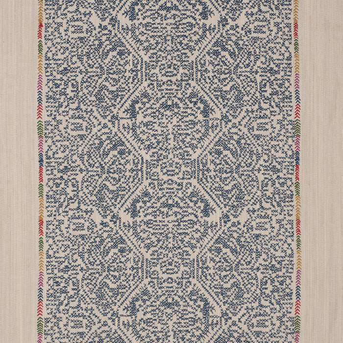 Schumacher Orion Embroidery Indigo Fabric 87271
