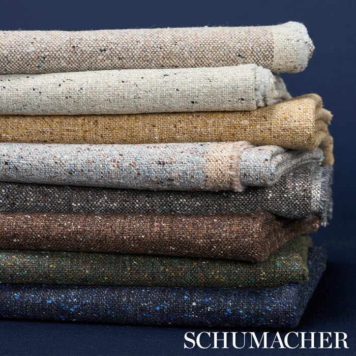 Schumacher Clarke Donegal Wool Blend Dark Grey Fabric Sample 87314