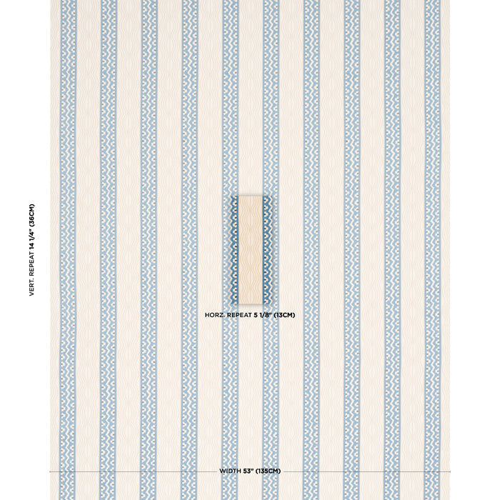 Schumacher Creme Anglaise English Cream/Denim Blue Fabric Sample 87450