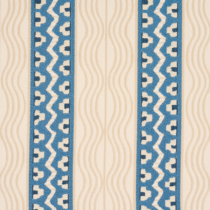 Schumacher Creme Anglaise English Cream/Denim Blue Fabric 87450