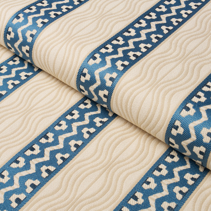 Schumacher Creme Anglaise English Cream/Denim Blue Fabric 87450
