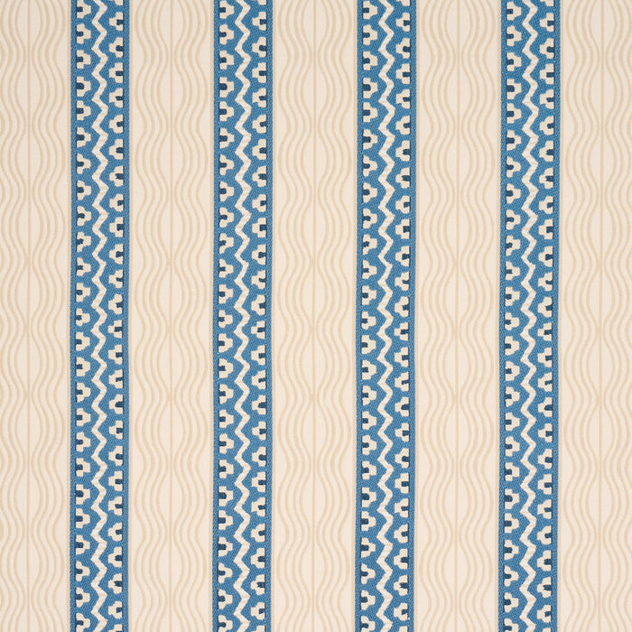 Schumacher Creme Anglaise English Cream/Denim Blue Fabric Sample 87450