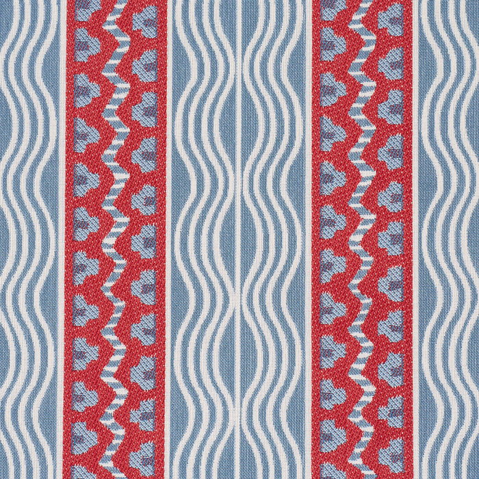 Schumacher Creme Anglaise French Red & Blue Fabric 87451