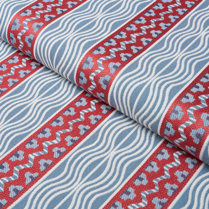 Schumacher Creme Anglaise French Red & Blue Fabric Sample 87451