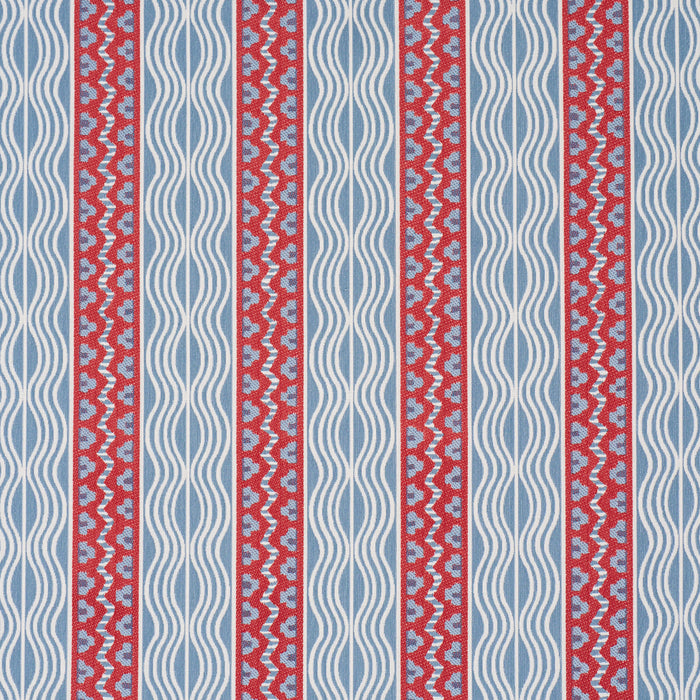 Schumacher Creme Anglaise French Red & Blue Fabric Sample 87451