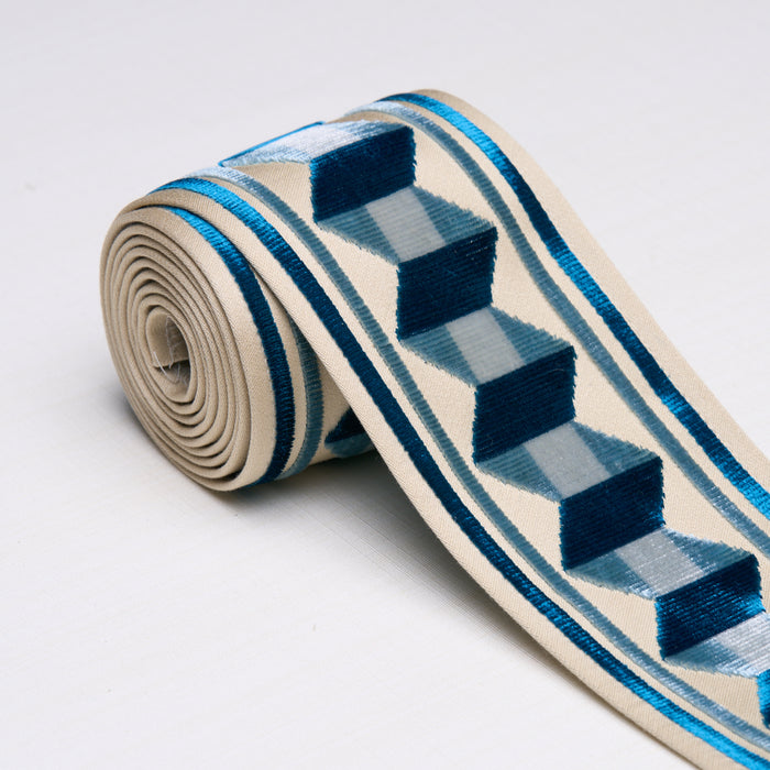 Schumacher Jilly Velvet Tape Staffordshire Blue Trim Sample 87460