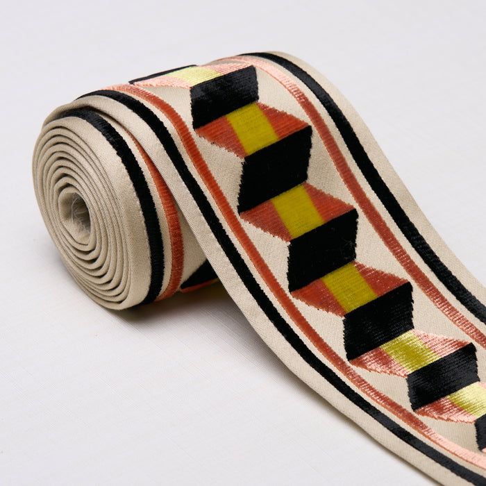 Schumacher Jilly Velvet Tape Persimmon/Gold Trim 87461