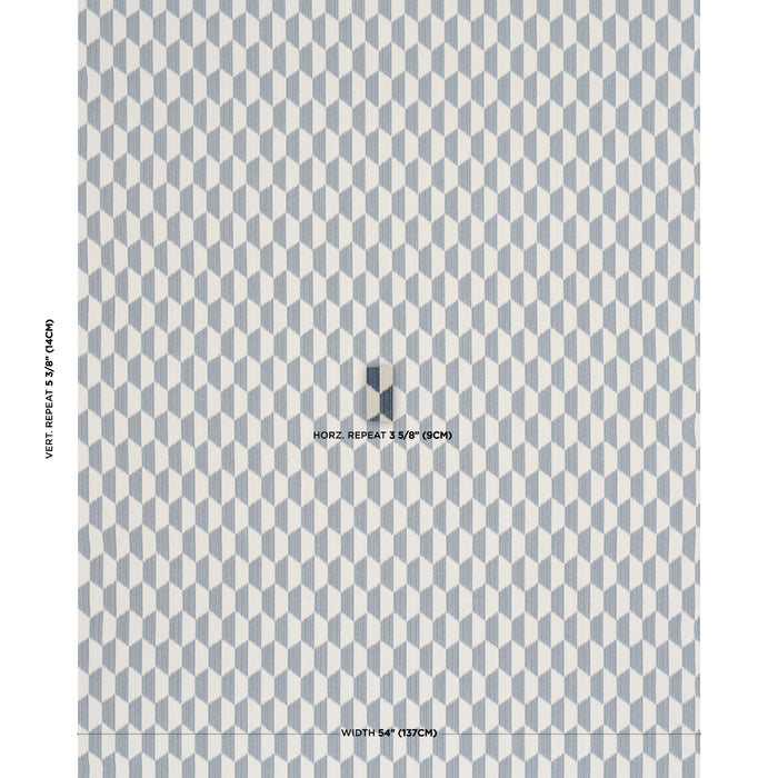 Schumacher Dena Diamond Ikat Performance Indigo Fabric Sample 87490