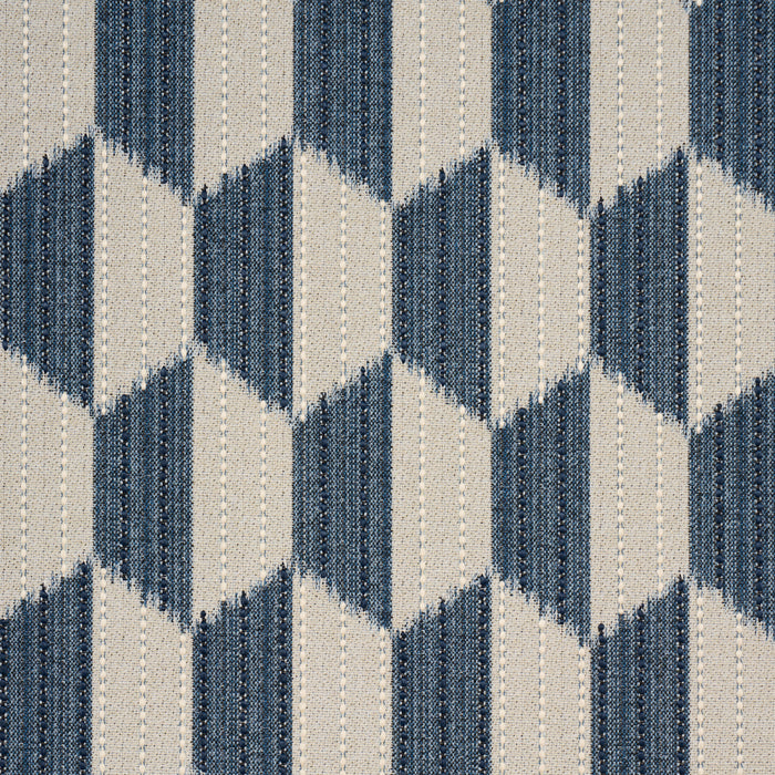 Schumacher Dena Diamond Ikat Performance Indigo Fabric Sample 87490