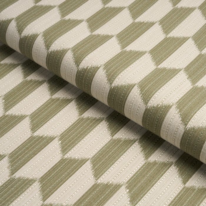 Schumacher Dena Diamond Ikat Performance Green Fabric Sample 87492