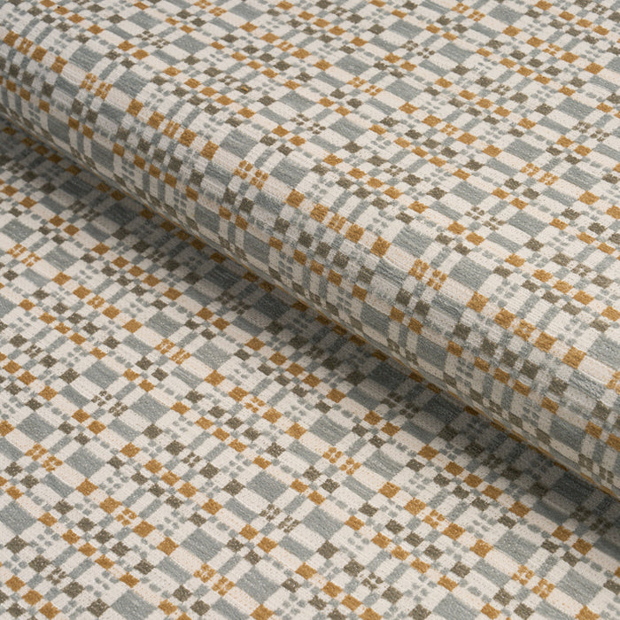 Schumacher Marja Plaid Performance Aqua Fabric Sample 87501