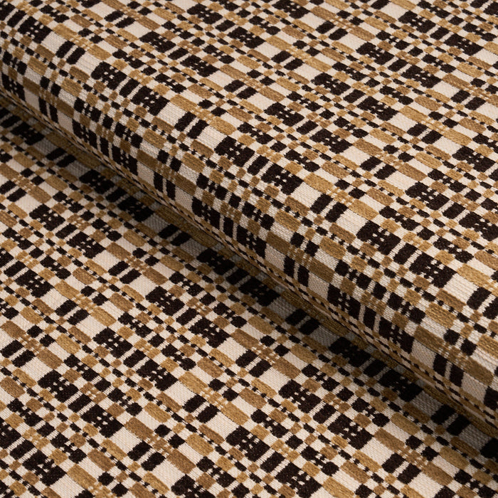 Schumacher Marja Plaid Performance Brown Fabric 87502