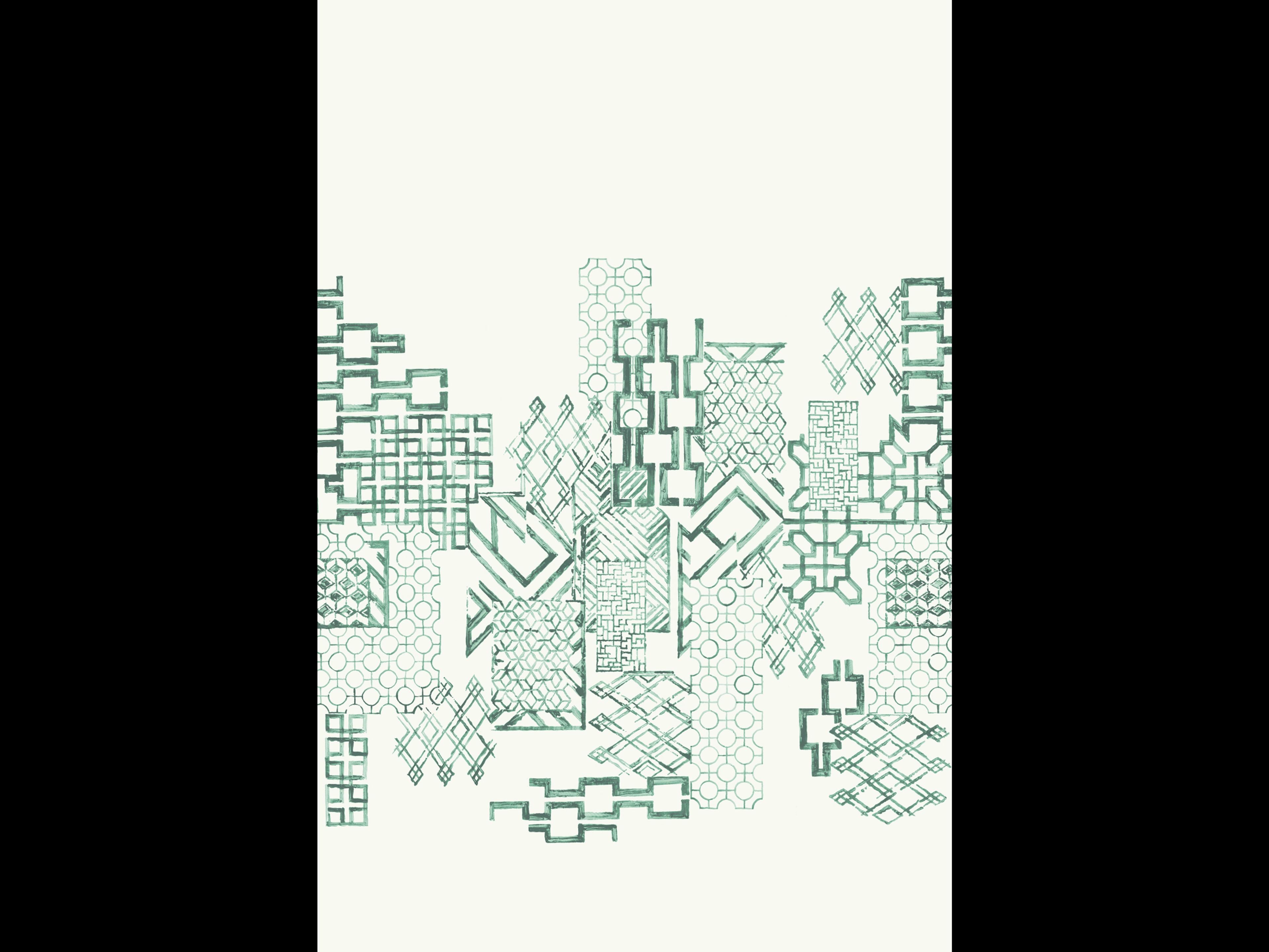 No.9 Thompson Portcullis Toll Coated 3 Drops Verdigris Wallpaper N9021045001