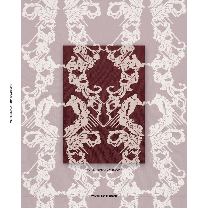 Schumacher Reversible Digital Damask Merlot Fabric 87551