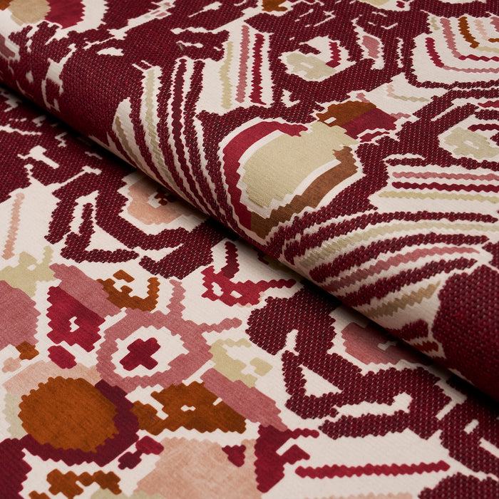 Schumacher Reversible Digital Damask Merlot Fabric 87551