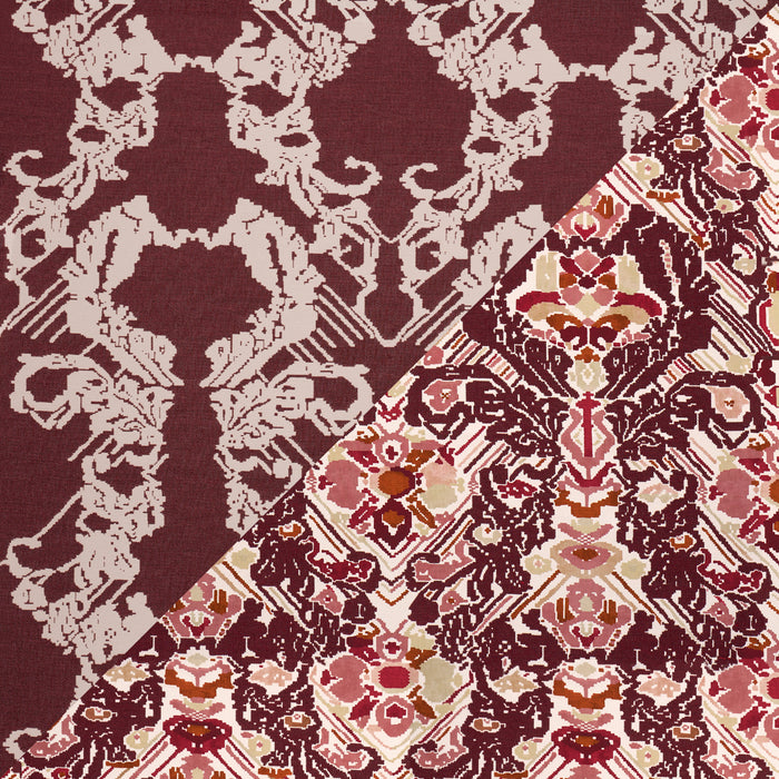 Schumacher Reversible Digital Damask Merlot Fabric Sample 87551