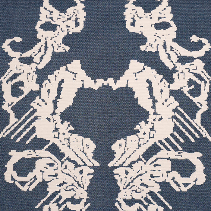 Schumacher Reversible Digital Damask Denim Fabric Sample 87552