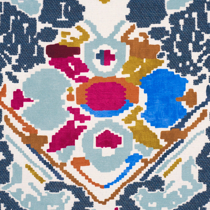 Schumacher Reversible Digital Damask Denim Fabric Sample 87552